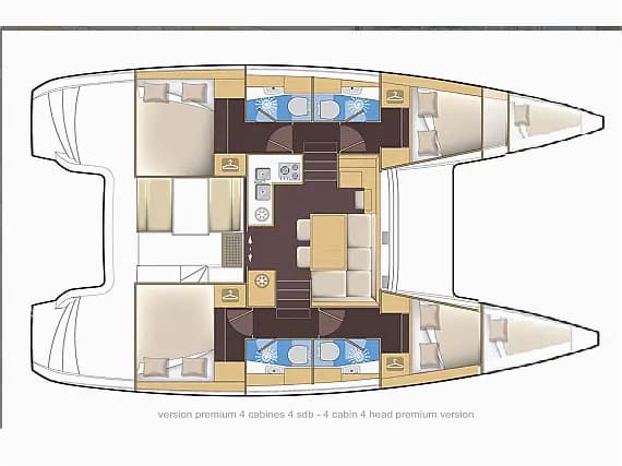 План на палубата на Lagoon 39 in Dubrovnik / Marina Frapa Dubrovnik