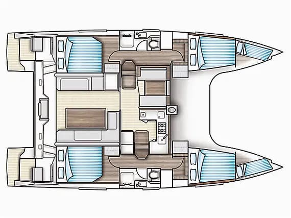 Nautitech 40 Open in Krk / Punat / Marina Punat 的甲板布局图