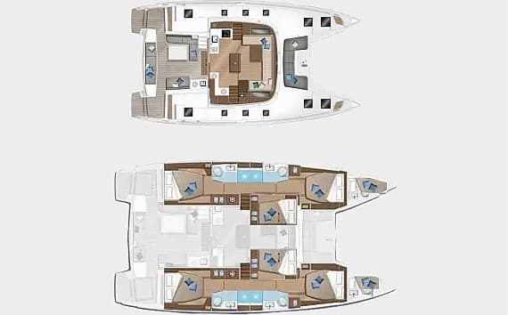 План на палубата на Lagoon 50 in Athens / Alimos Marina