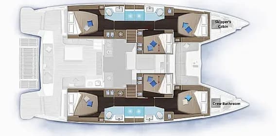 План на палубата на Lagoon 51 in Lefkada / D-Marin Marina Lefkas