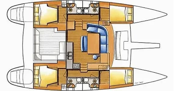 Lagoon 440 in Rome / Marina di Nettuno 的甲板布局图