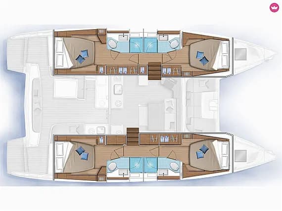 План на палубата на Lagoon 46 in Paros port