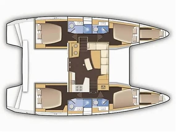 План на палубата на Lagoon 42 in Lefkada / D-Marin Marina Lefkas