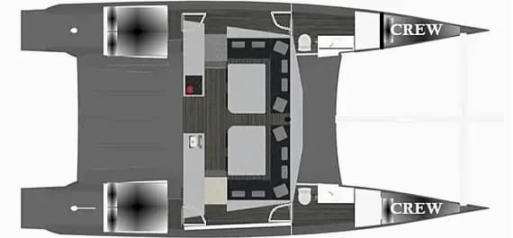 План на палубата на Luna 47 Power in Split / MCI Marine Club International