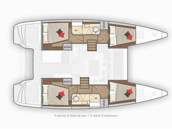Lagoon 40 in Ibiza / Marina Port Ibiza 的甲板布局图