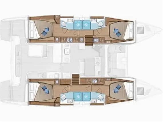 תוכנית הסיפון של Lagoon 46 in Guadeloupe / Pointe-à-Pitre / Marina Bas-du-Fort