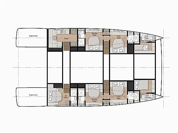 Deck plan of Sunreef 70 Power in Kaštel Gomilica / Marina Kaštela