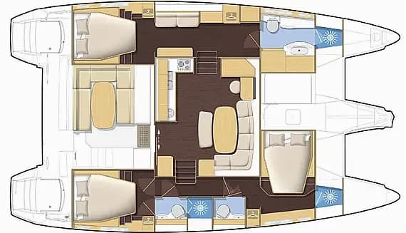 Lagoon 421 in Bodrum Marina 的甲板布局图