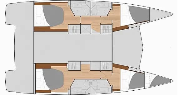 Deck plan of Isla 40 in Mykonos / Tourlos Marina