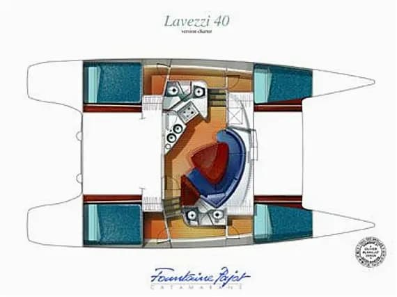 Lavezzi 40 in Cienfuegos / Marina Cienfuegos 的甲板布局图