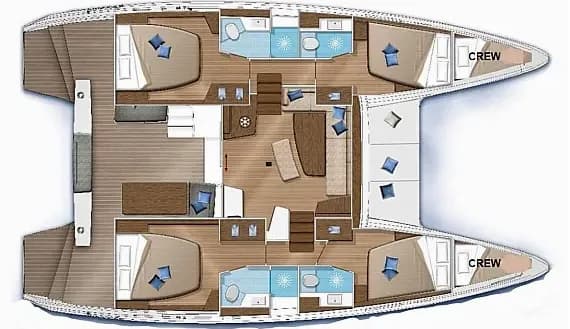 Lagoon 42 in Sardinia / Cagliari / Marina di Cagliari 的甲板布局图