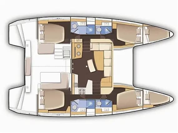 План на палубата на Lagoon 42 in Lefkada / D-Marin Marina Lefkas