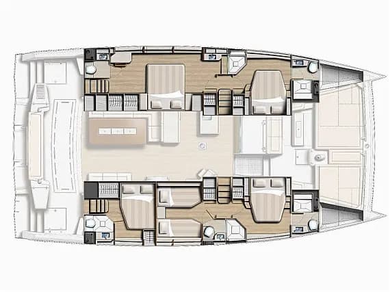 План на палубата на Bali 5.4 in Athens / Alimos Marina