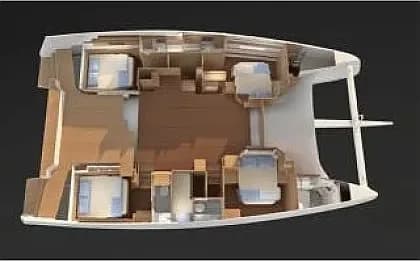 תוכנית הסיפון של Dufour Catamaran 48 in Mykonos / Tourlos Marina