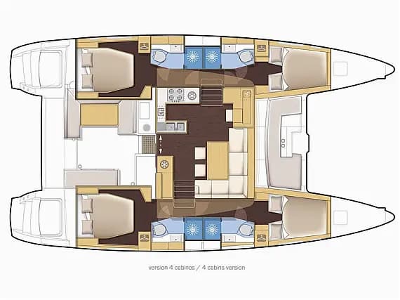 План на палубата на Lagoon 450 Fly in Zanzibar / Azam Marina