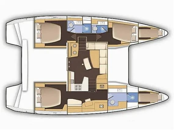 Lagoon 42 in Kaštel Gomilica / Marina Kaštela 的甲板布局图