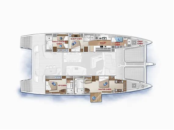 תוכנית הסיפון של Lagoon Seventy 7 in Split / Port of Split / West Harbour
